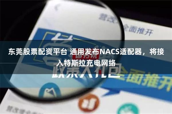 东莞股票配资平台 通用发布NACS适配器，将接入特斯拉充电网络