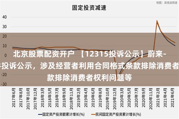 北京股票配资开户 【12315投诉公示】蔚来-SW新增5件投诉公示，涉及经营者利用合同格式条款排除消费者权利问题等